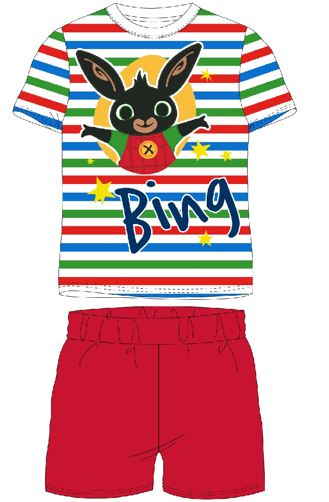 Letní pyžamo Zajíček Bing Stripe - červené